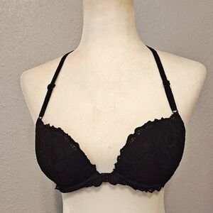 Victoria's Secret PINK Black Underwire Bra with Scalloped Edging